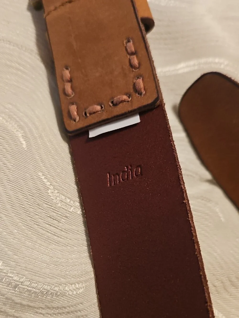 Timberland Brown Leather Belt with Brushed Metal Buckle